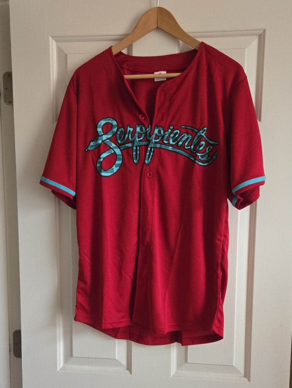 Adult AZ Diamondbacks Red Baseball-Style Shirt with Turquoise Script